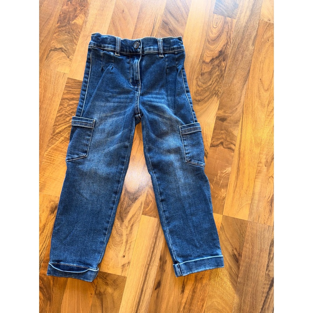 Finding Foxtale Cargo Jeans‎ Kids Size 5 Blue Excellent Utility Straight Leg